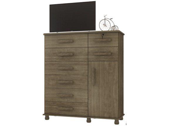 Cômoda Sapateira 1 Porta 8 Gavetas Grande Casal com Chaveadura